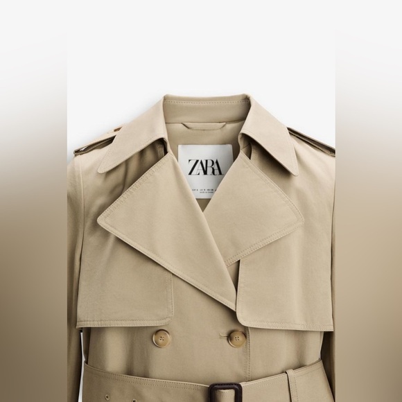 NWT. Zara Taupe Brown ZW Collection Water Repellent Trench Coat. Size S. - Picture 9 of 12